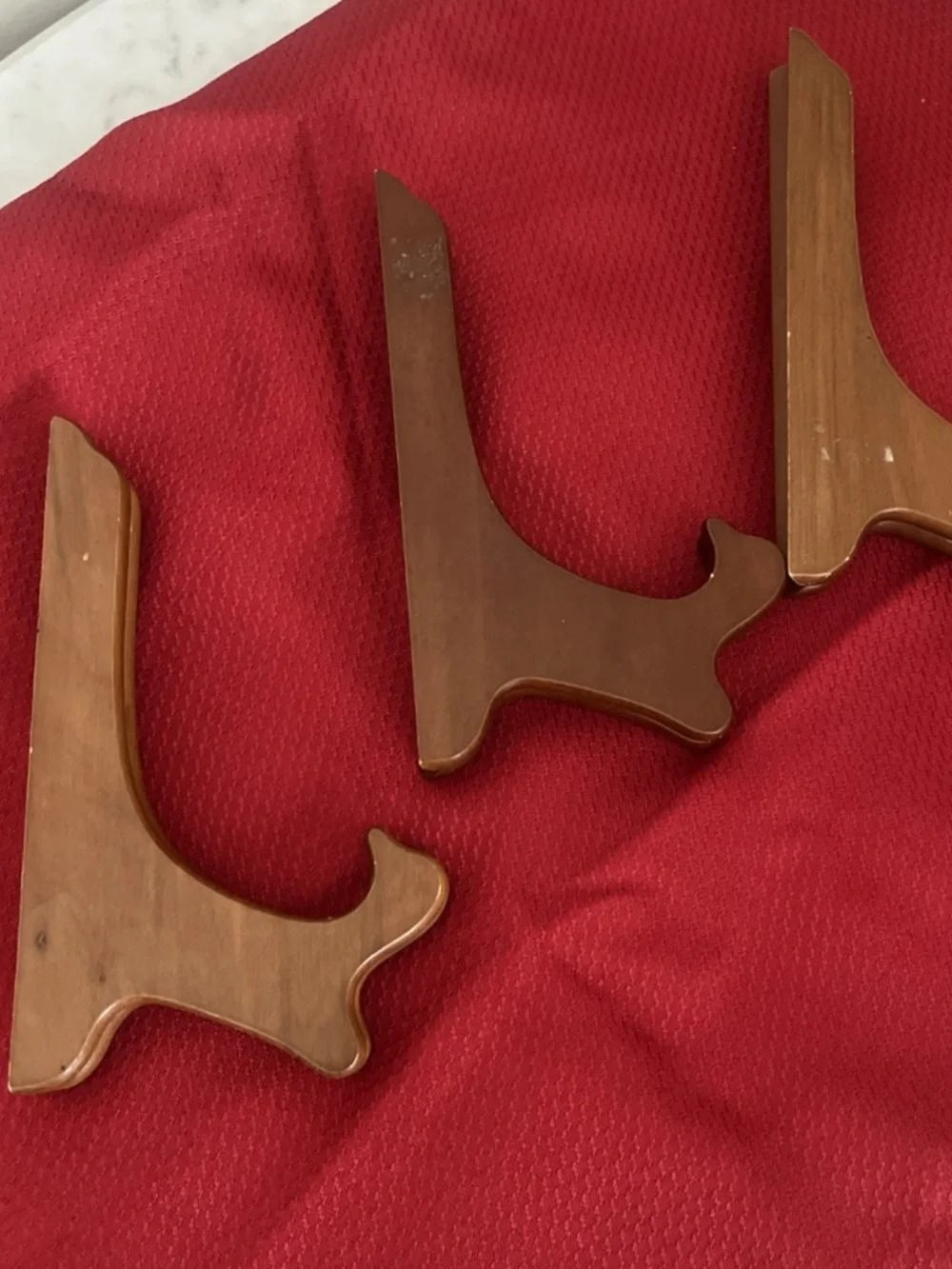 Lot 3 Wooden Hinged Plate Holders Stands Easels - Picture 4 of 10
